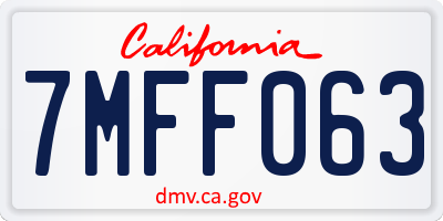 CA license plate 7MFF063