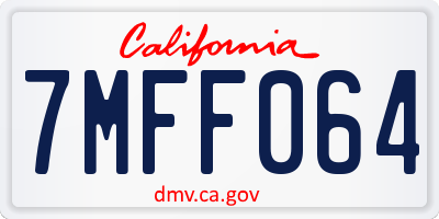 CA license plate 7MFF064