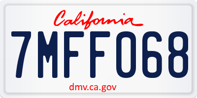 CA license plate 7MFF068