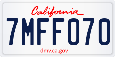 CA license plate 7MFF070
