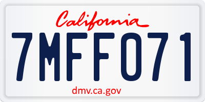 CA license plate 7MFF071