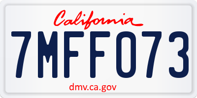 CA license plate 7MFF073