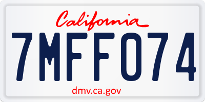 CA license plate 7MFF074