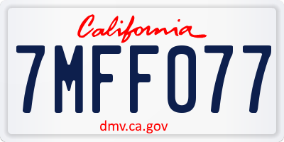 CA license plate 7MFF077