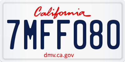 CA license plate 7MFF080
