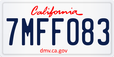 CA license plate 7MFF083