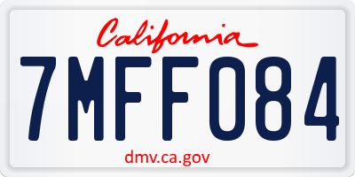 CA license plate 7MFF084