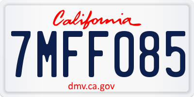 CA license plate 7MFF085