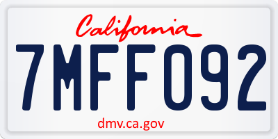 CA license plate 7MFF092