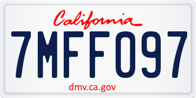 CA license plate 7MFF097