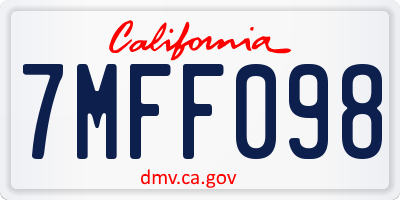 CA license plate 7MFF098