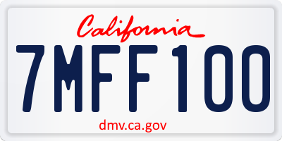 CA license plate 7MFF100