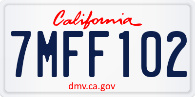 CA license plate 7MFF102