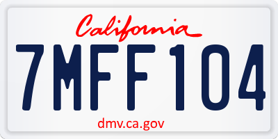 CA license plate 7MFF104