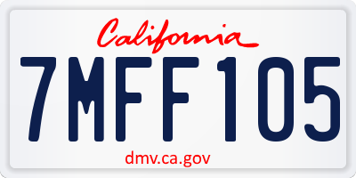 CA license plate 7MFF105