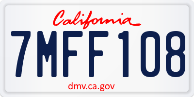 CA license plate 7MFF108