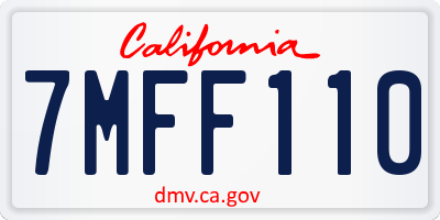 CA license plate 7MFF110