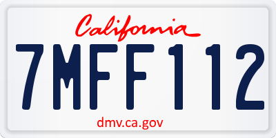 CA license plate 7MFF112