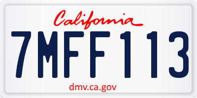 CA license plate 7MFF113