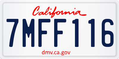 CA license plate 7MFF116
