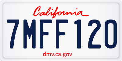 CA license plate 7MFF120
