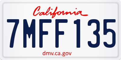 CA license plate 7MFF135