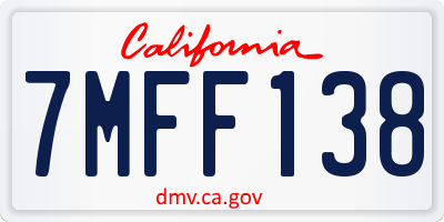 CA license plate 7MFF138