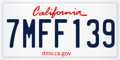 CA license plate 7MFF139
