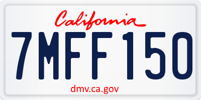 CA license plate 7MFF150