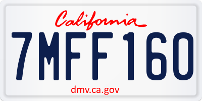 CA license plate 7MFF160