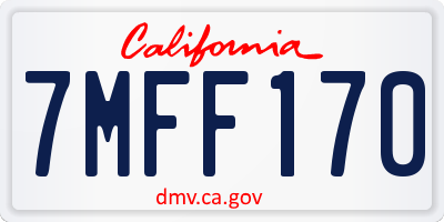 CA license plate 7MFF170