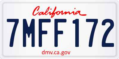 CA license plate 7MFF172