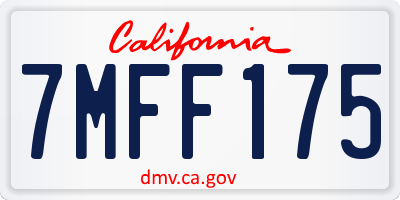 CA license plate 7MFF175