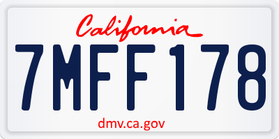 CA license plate 7MFF178