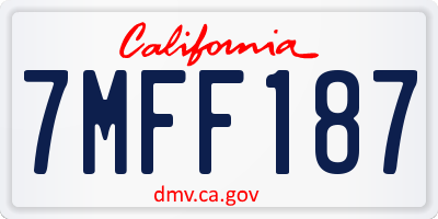 CA license plate 7MFF187