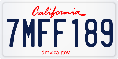 CA license plate 7MFF189