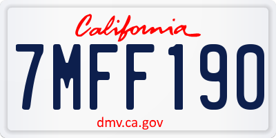 CA license plate 7MFF190