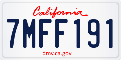 CA license plate 7MFF191