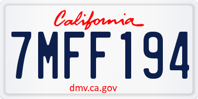 CA license plate 7MFF194