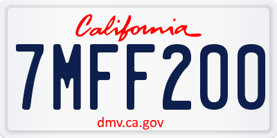CA license plate 7MFF200