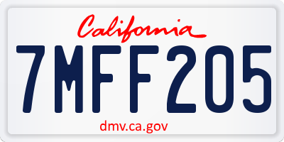 CA license plate 7MFF205