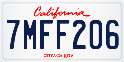 CA license plate 7MFF206