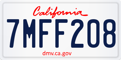 CA license plate 7MFF208