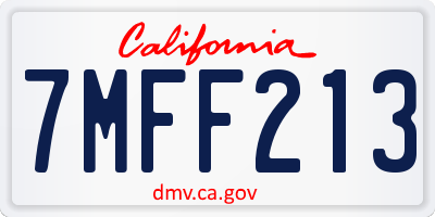 CA license plate 7MFF213