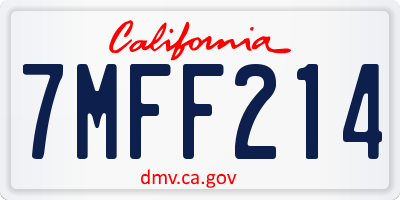 CA license plate 7MFF214