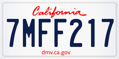 CA license plate 7MFF217