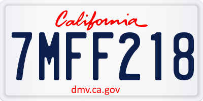 CA license plate 7MFF218