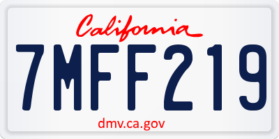CA license plate 7MFF219