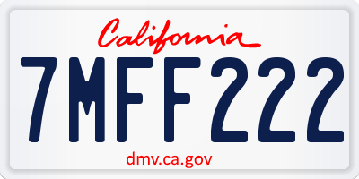 CA license plate 7MFF222