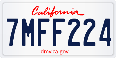 CA license plate 7MFF224